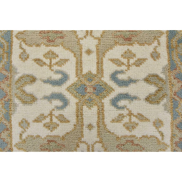 Ivory Oushak Runner 2’7” X 7’10” Ivory Wool Tribal Hand-Knotted Oriental Rug For Sale - Image 8 of 13