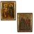 Antique 19th Century Greek Gilded Hand-painted Egg Tempera, Double Sided Icon, with Cyrillic Text, circa 1850. This...