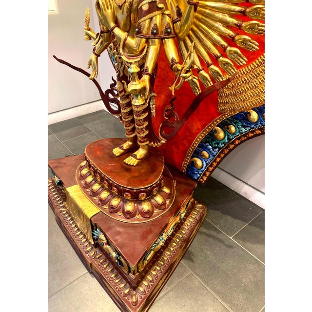 Monumental 88-Inch 24k Gilt Copper Thousand-Armed Avalokiteshvara, Nepal, 1980 For Sale - Image 13 of 17