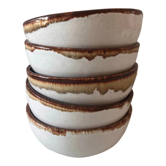 Set of 5 Vintage Pfaltzgraff Drip Glaze Bowls For Sale