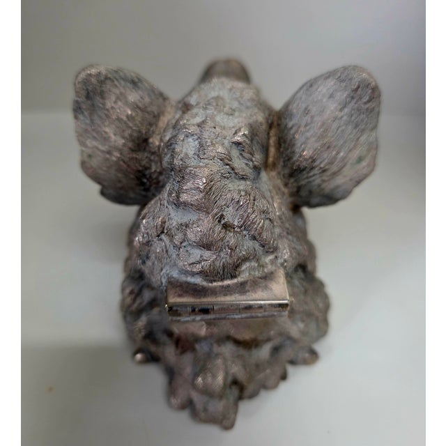 1920s French Silverplate Boars Head Inkwell For Sale - Image 5 of 5