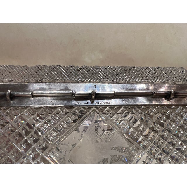 Fine Hawkes Cut Crystal & Sterling Silver Ornithological Motif Box For Sale In Boston - Image 6 of 11