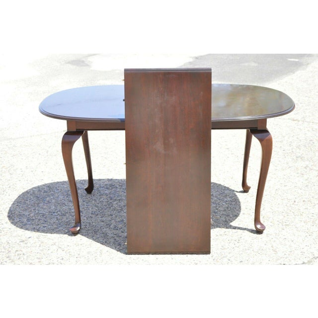 Ethan Allen Georgian Court Cherry Wood Queen Anne Oval Dining Table 1 Leaf | Chairish