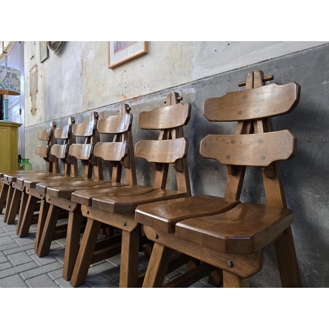 Brutalist Oak Rembrandt Chairs, 1970s, Set of 6 For Sale - Image 10 of 18