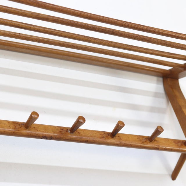 Mid-Century Modern Vintage Coat Rack in Oak, 1960s For Sale - Image 3 of 9