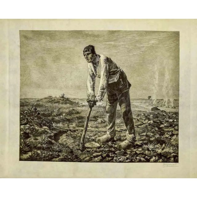 Félix Henri Bracquemond, Farmer, Etching, 1860 For Sale