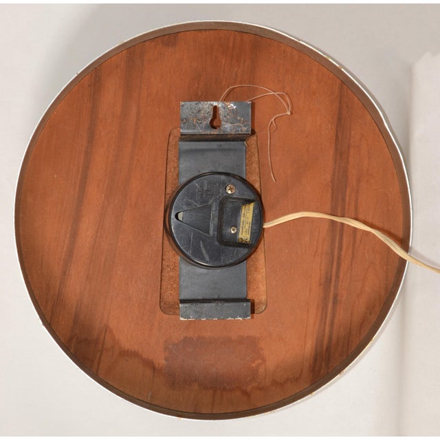 1970s Howard Miller Wall Clock Designed by Arthur Umanoff Zebra Wood & Chrome For Sale - Image 10 of 12