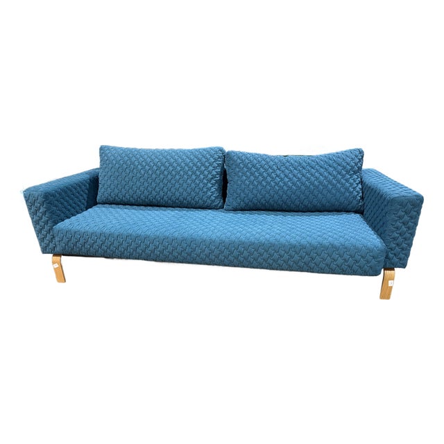 Teal Sleeper Sofa Attributed to Copenhagen Imports For Sale