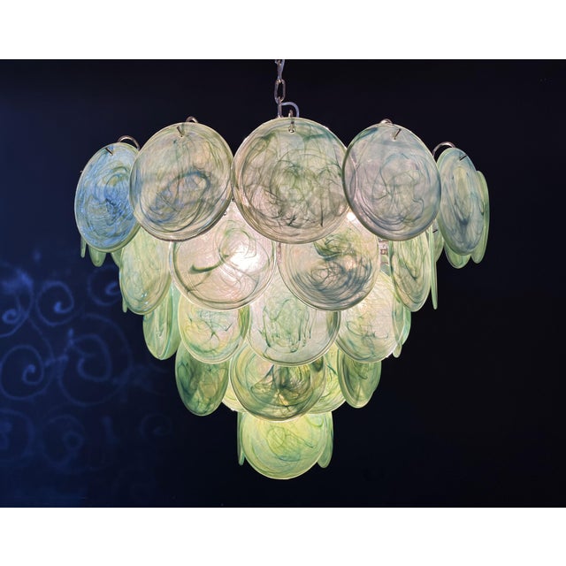 Space Age Murano Chandelier with Green Albaster Iridescent Glass Plates, 1990s For Sale - Image 15 of 18