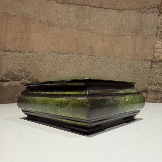 T K Bronze Denmark Bronze Cigarette Box Art Deco or Art Nouveau Verdigris For Sale In San Diego - Image 6 of 11