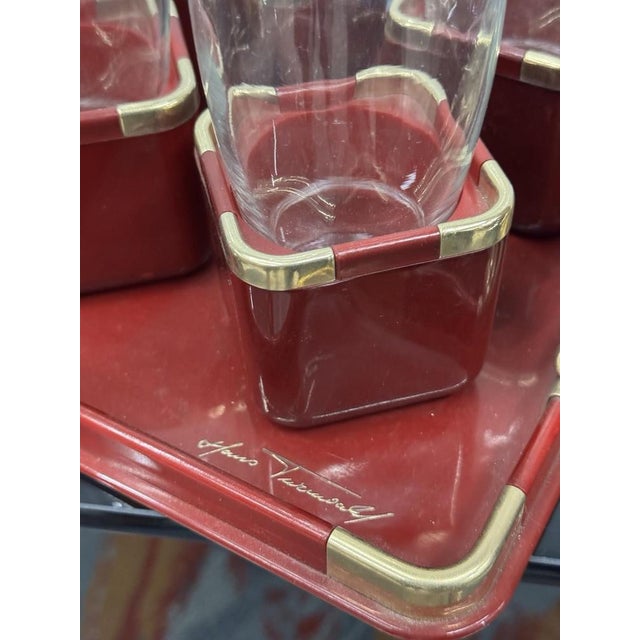 Metal Hollywood Regency Glasses and Tray Set by Hans Turnwald, 1970s, Set of 7 For Sale - Image 7 of 11