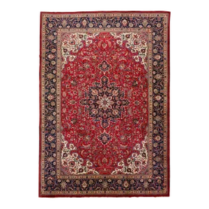 Antique Persian Tabriz Handmade Medallion Wool Rug in Red