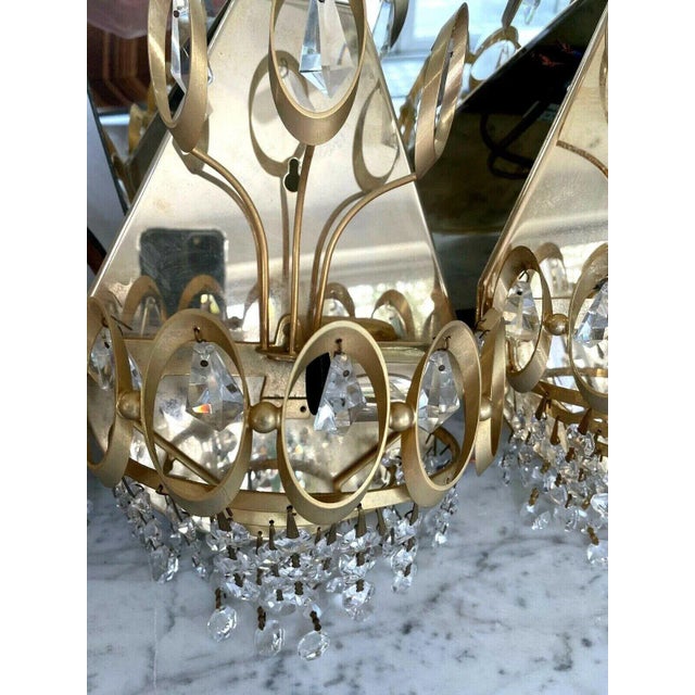 Palwa 1960s Gold Tone/ Crystal Wall Sconces Attrib. Palwa" - a Pair For Sale - Image 4 of 12