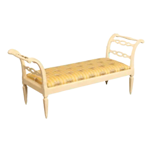 Late 20th Century French Country Style Distress Painted Window Bench