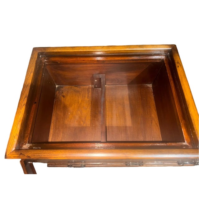 Antique Burled Wood Copper Lined Japanese Hibachi Cabinet For Sale - Image 4 of 11
