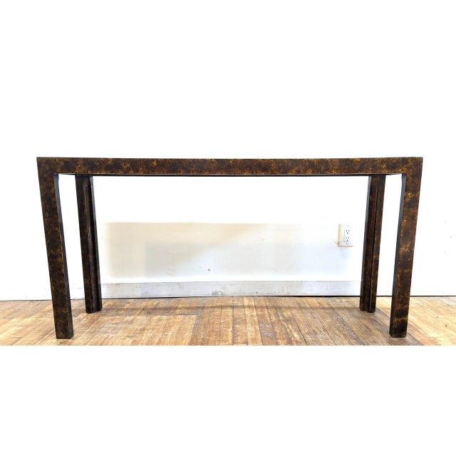 Mid-Century Modern John Widdicomb Brass Inlayed Console Table For Sale - Image 3 of 12