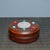 This is an elegant vintage Chinese Huali (Rosewood) round box, featuring a sophisticated jeweled lid. At the center of the...