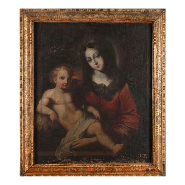 French School Artist, Virgin and Child, Early 17th Century, Oil on Canvas For Sale