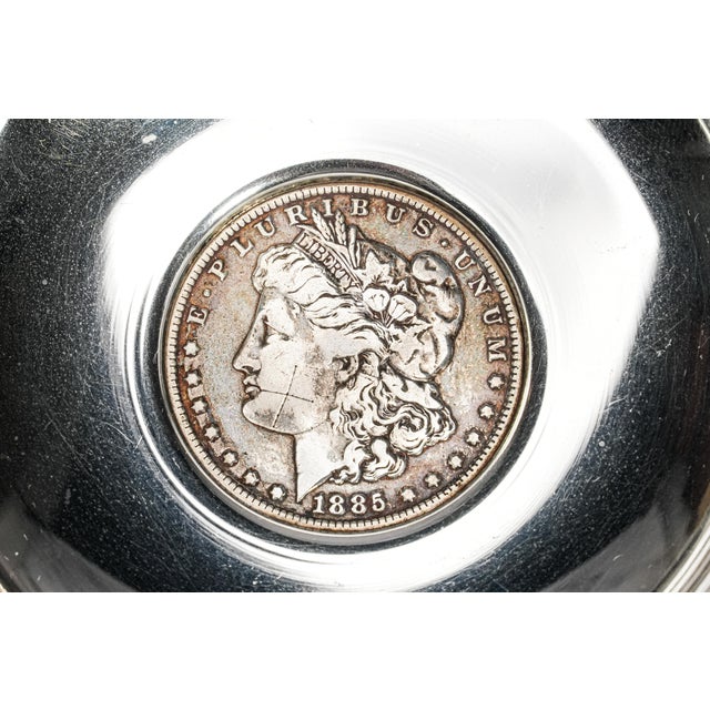 American Vintage Cartier Sterling Silver Catchall Dish With 1885-O Morgan Dollar Coin Luxury Dresser Tray Home Decor For Sale - Image 3 of 10