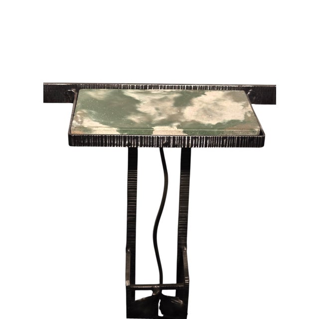 1920s Original French Art Deco Hammered Iron Halltree, Coat Rack W/ Mirror, Shelf, Rose Trellis For Sale - Image 16 of 18