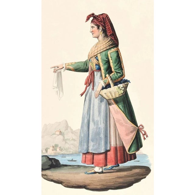 Procida - Original Ink Watercolor by M. De Vito - Early 1800 Early 19th Century For Sale - Image 3 of 3