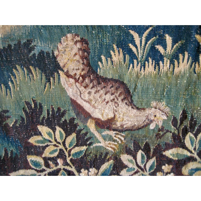 Early 18th Century Early 18th Century Aubusson Verdure Tapestry Lansdscape and a Chicken For Sale - Image 5 of 11