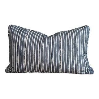 Lee Jofa Blue Benson Striped 16" x 26" Lumbar Pillow - Single For Sale