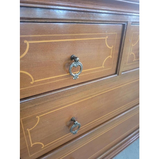 Brown Louis XVI Style Chest of Drawers with Marble Top For Sale - Image 8 of 17