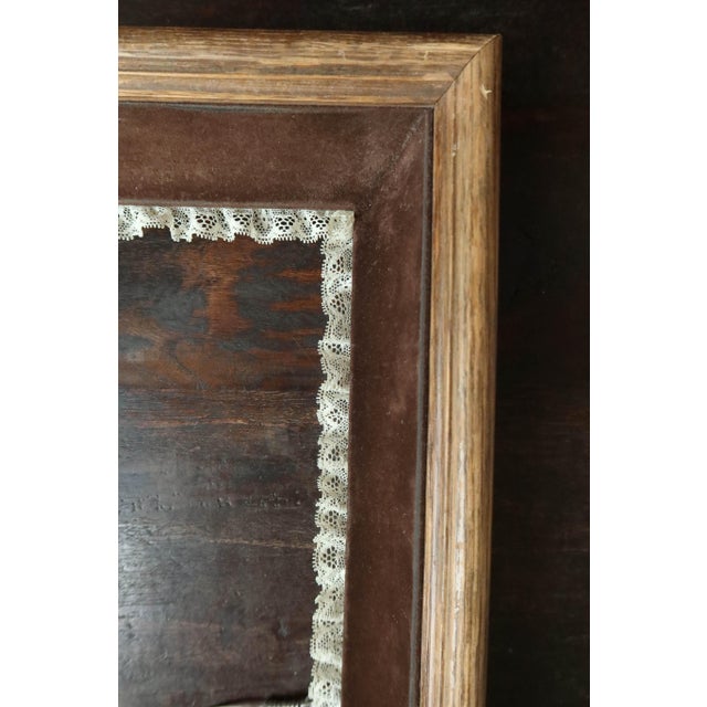 Early 20th Century Antique Velvet and Lace Trim Frame For Sale - Image 5 of 6