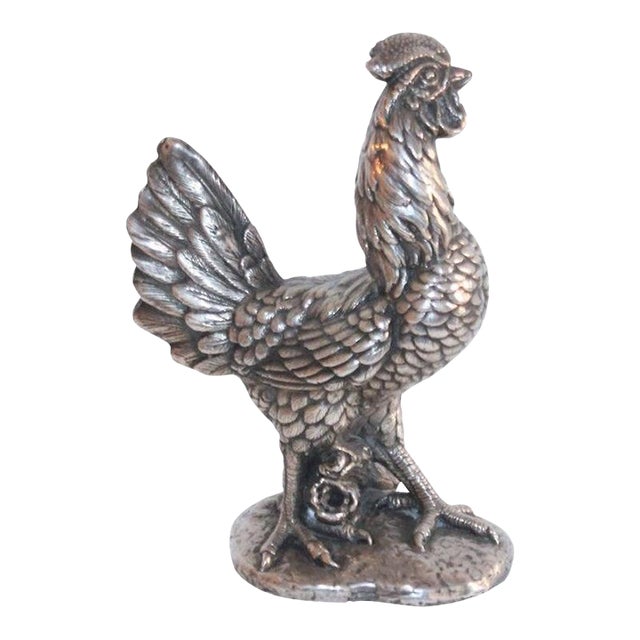 1930s Sterling Silver Rooster Sculpture For Sale