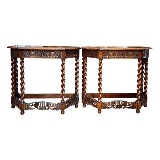 A Pair of Early 20th-Century Jacobean Revival Entryway Tables by Irving & Casson For Sale