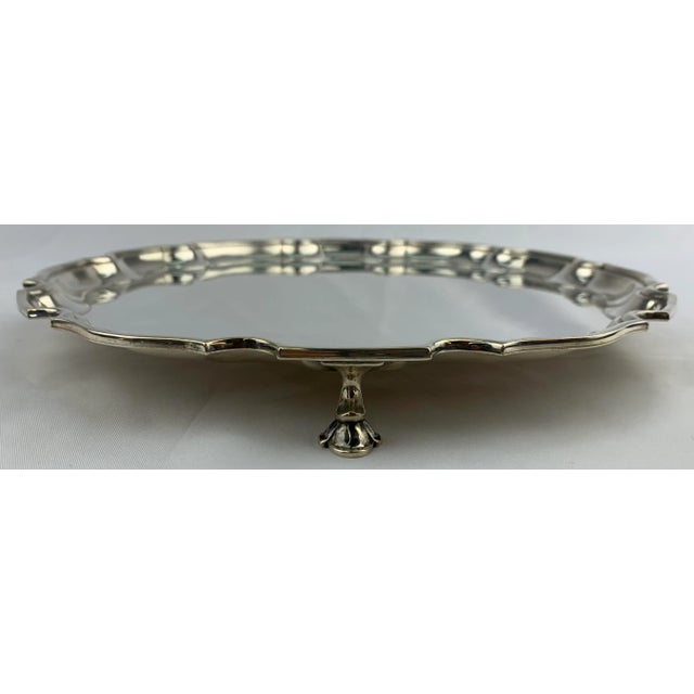 1960s Vintage Silverplate Round Serving Tray For Sale - Image 4 of 6