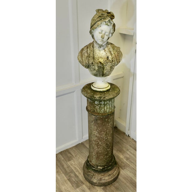 After Jean-Baptiste Greuze, Bust of a Young Girl in a Knotted Headdress, 1800s, Marble For Sale - Image 11 of 13