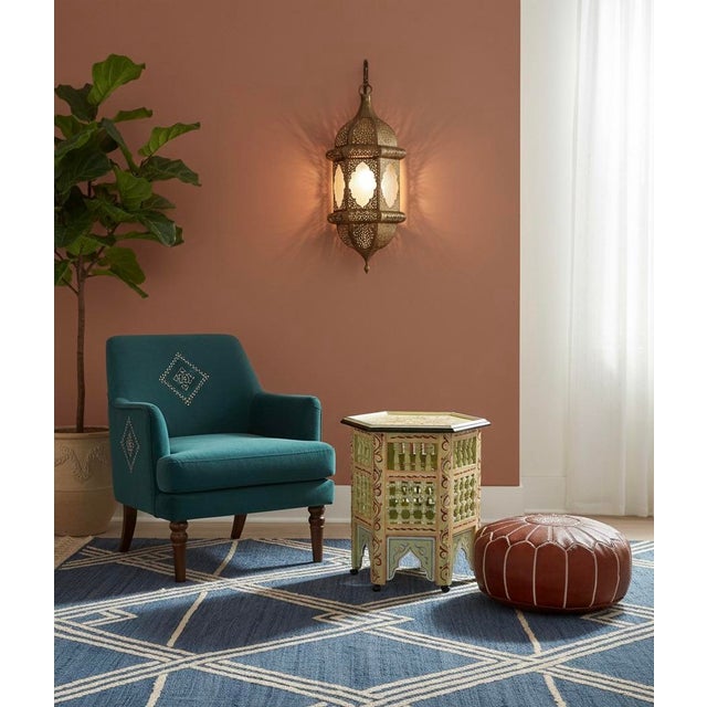 Hand-Painted Moroccan Hexagonal Side Table – "Zouaq" Style For Sale In West Palm - Image 6 of 9