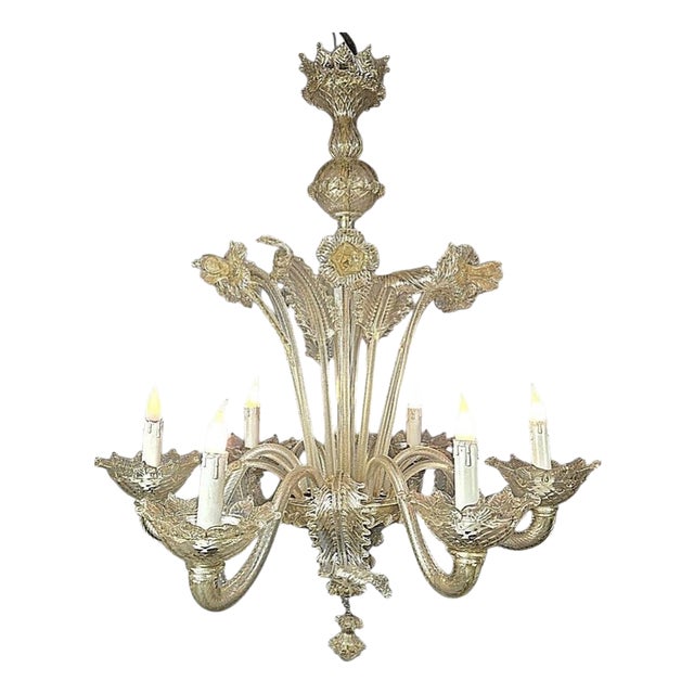 Italian Six-Arm Murano Chandelier, 1900s For Sale