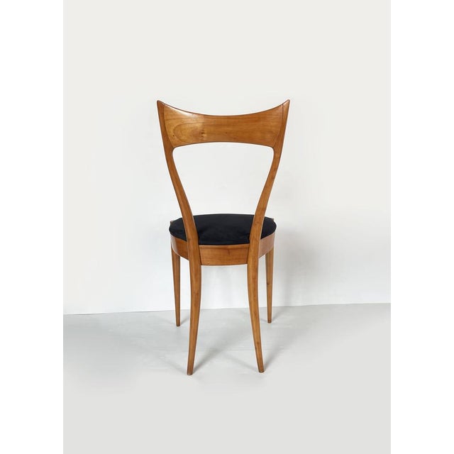 Chair in Beech and Blue Velvet For Sale - Image 5 of 8