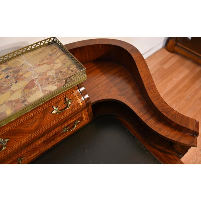 Late 19th Century 1890s Antique French Louis XV Walnut Inlaid Ladies Writing Desk Bonheur-Du-Jour For Sale - Image 5 of 18