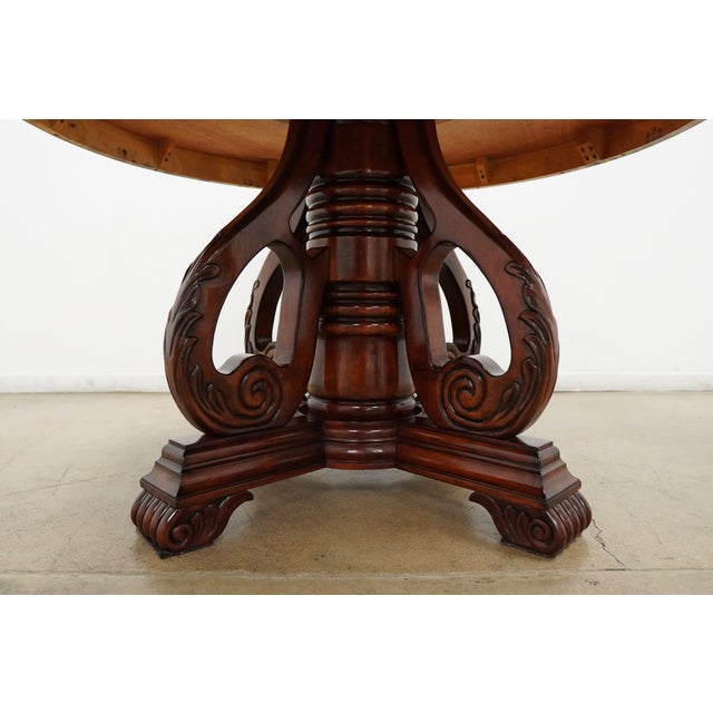 Wood Round Traditional Pedestal Dining Table For Sale - Image 7 of 14