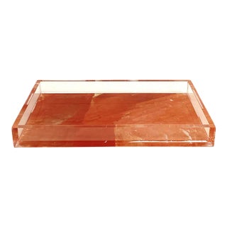 Lucite Orange Tray With Digital Agate Pattern For Sale