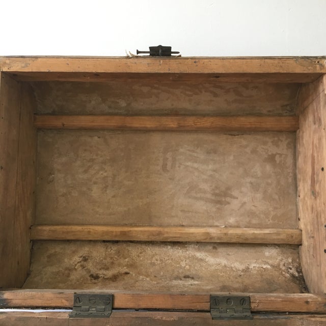 Brown Late 19th Century Small Primitive Wood Storage Chest Side Table For Sale - Image 8 of 12