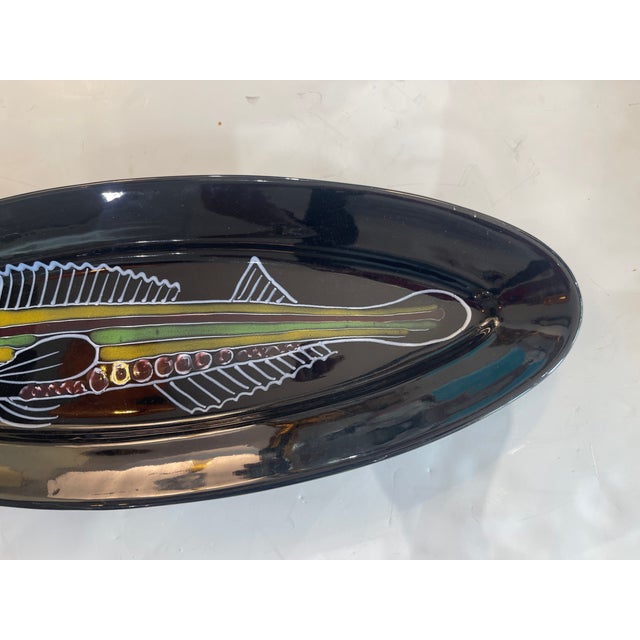 French Robert Picault Black Glazed Ceramic Fish Vallauris Set 15 Pieces For Sale - Image 12 of 13