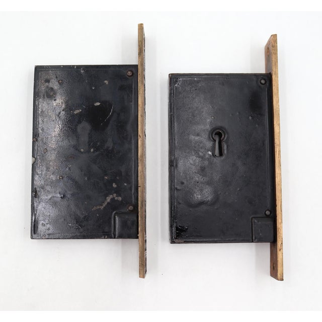 Pair of Antique Aesthetic Barrows Lock Brass Pocket Door Locks For Sale - Image 6 of 6