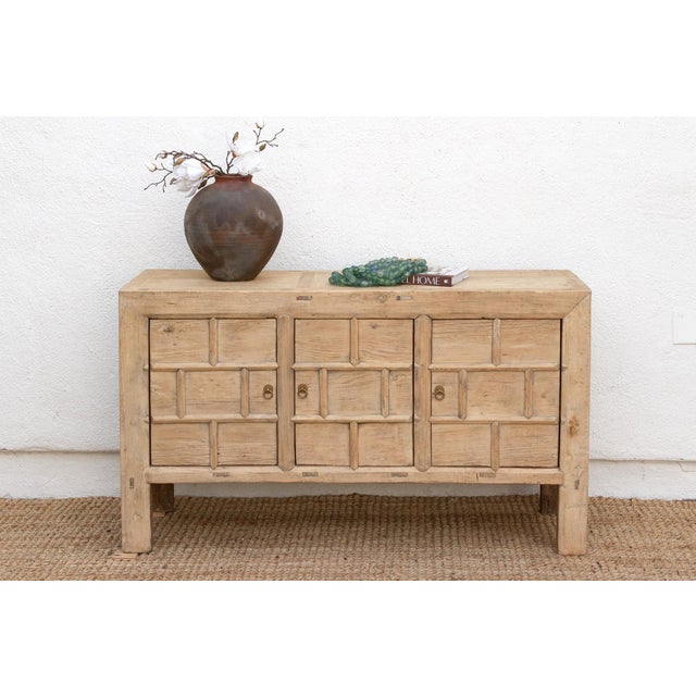 Rustic Bleached Wood 3-Door Grain Cabinet For Sale - Image 9 of 9