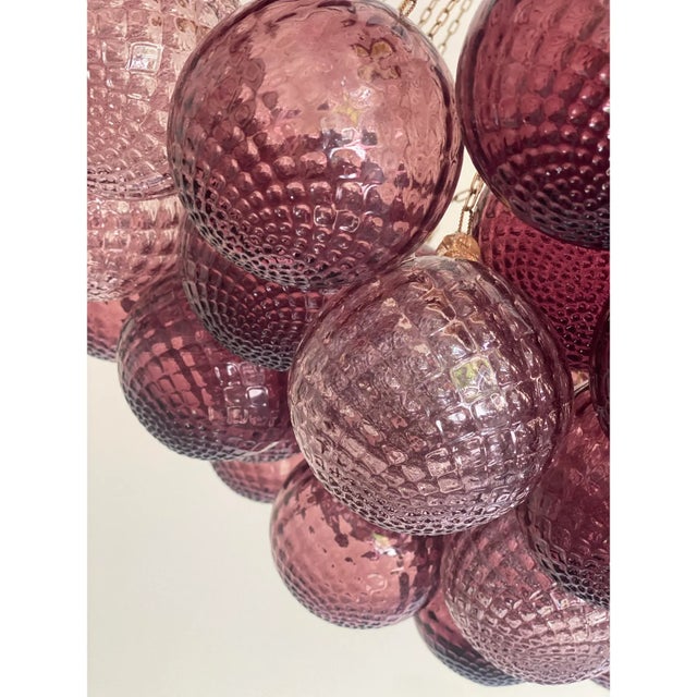 2020s Impressive Scenographic Ametista and Pink“ballotton” Spheres Murano Glass Flush Mount For Sale - Image 5 of 7