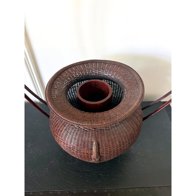 Large Rare Japanese Bamboo Flower Basket Hahakago by Tokosai For Sale - Image 12 of 18
