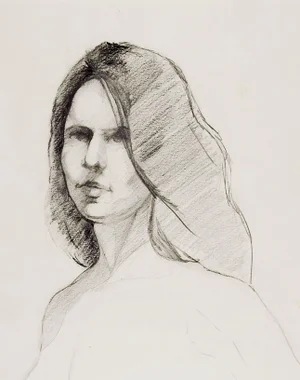 Late 20th Century Pencil Portrait Partial Nude Drawing