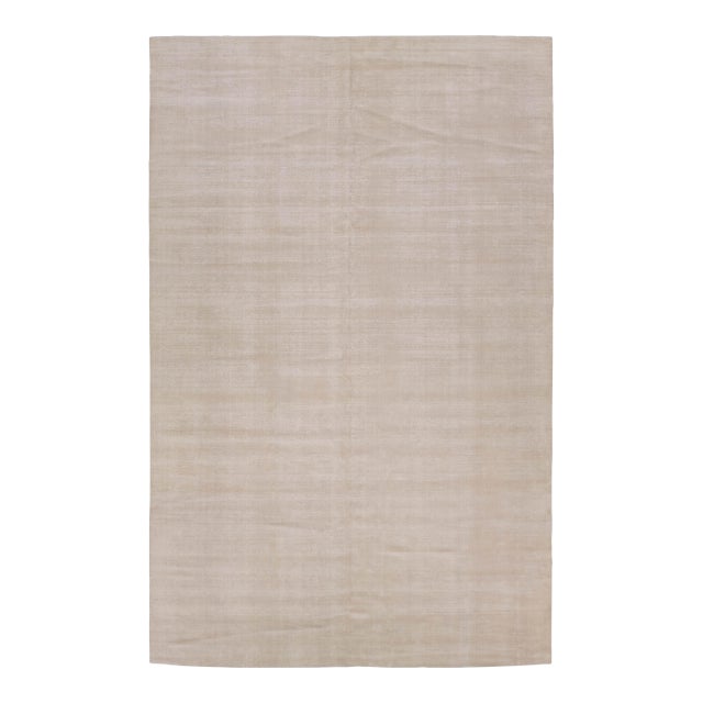 12x18 Modern Handmade Solid Beige Oversized Area Rug - 100% Wool For Sale