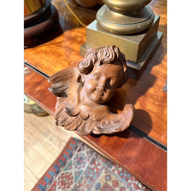 Late 19th Century 19th Century Italian Walnut Hanging Cherub Set - Set of 2 For Sale - Image 5 of 7