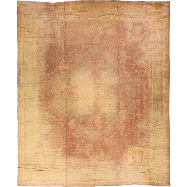 Tan Antique Turkish Oushak Handmade Allover Designed Oversize Wool Rug For Sale - Image 13 of 13