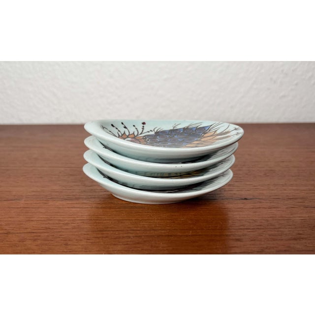 Mid-Century Modern Danish Small Oyster or Sauce Plates by Beth Breyen for Royal Copenhagen, Set of 4 For Sale - Image 10 of 18